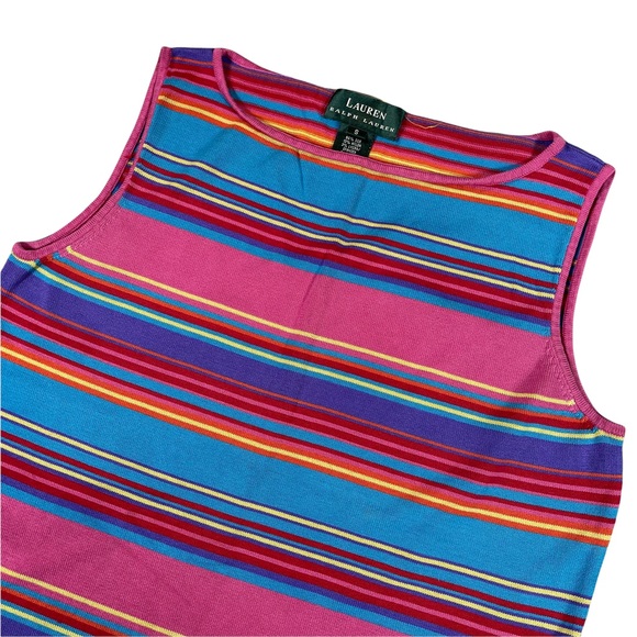 Lauren Ralph Lauren size small rainbow striped sleeveless top, like new! EUC - Picture 2 of 10